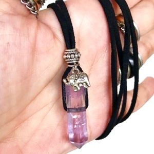 Genuine double point amethyst crystal necklace